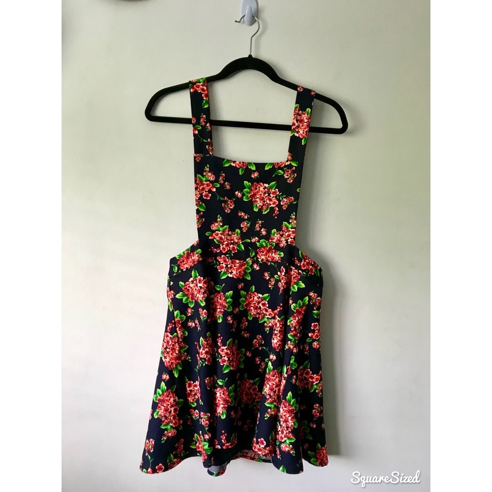Navy based, Floral, overall dress